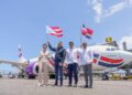 Ministro Collado le da salida al primer vuelo de Arajet a Puerto Rico